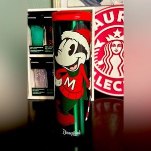 Disney Parks WDW Christmas Santa Mickey Mouse Starbucks Metal Tumbler 2022 New